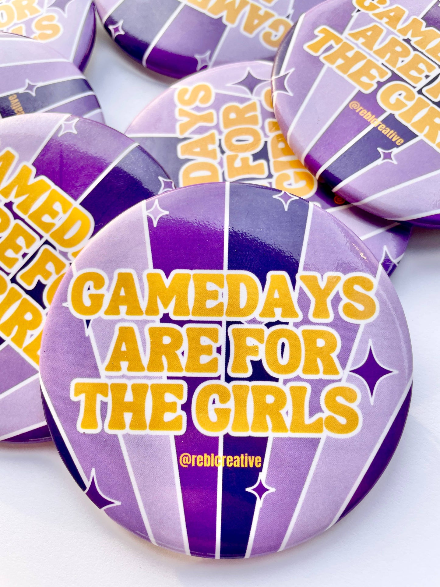 Gameday Girls - Purple & Yellow - Game Day Button