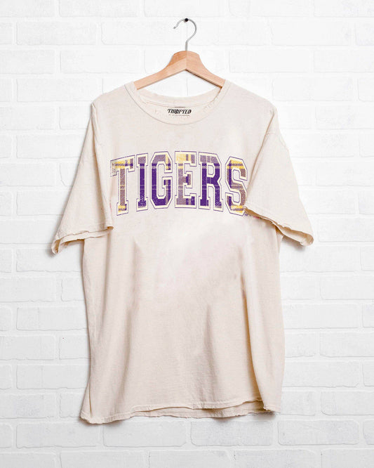 LSU Tigers Tartan Off White Thrifted Tee