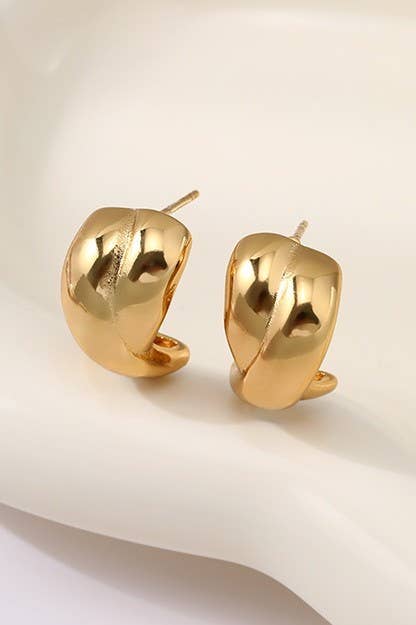 18K STAINLESS STEEL TARNISH FREE HUGGIE EARRINGS | 40E343-EA: GOLD