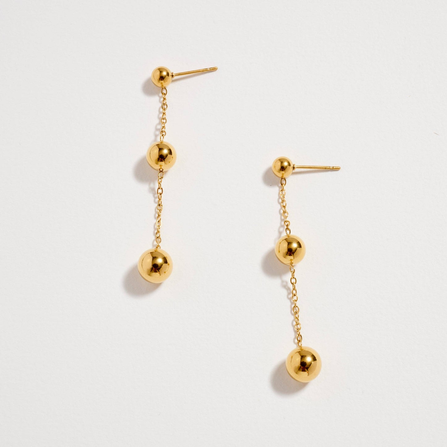 Stainless Steel Triple Ball Drop Earrings | Hypoallergenic & Tarnish Free