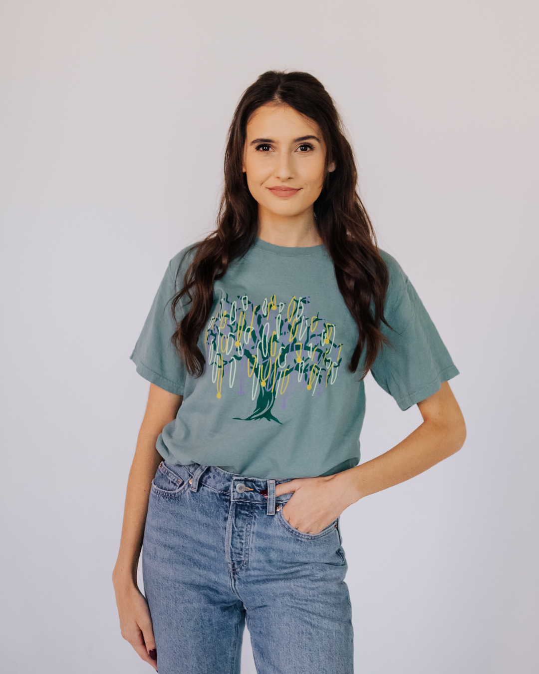 Mardi Gras Bead Tree Graphic Tee