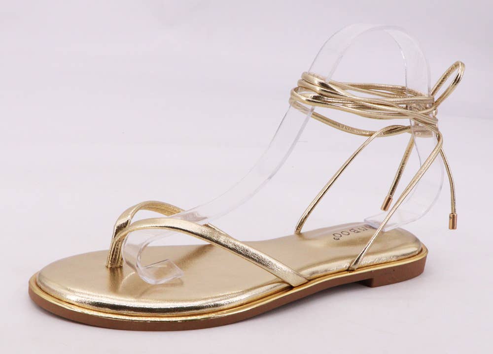 DAZZLE Gold Lace Up Sandals