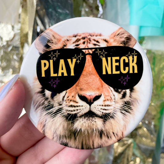 Starry Eyed Tiger - Play Neck - Game Day Button