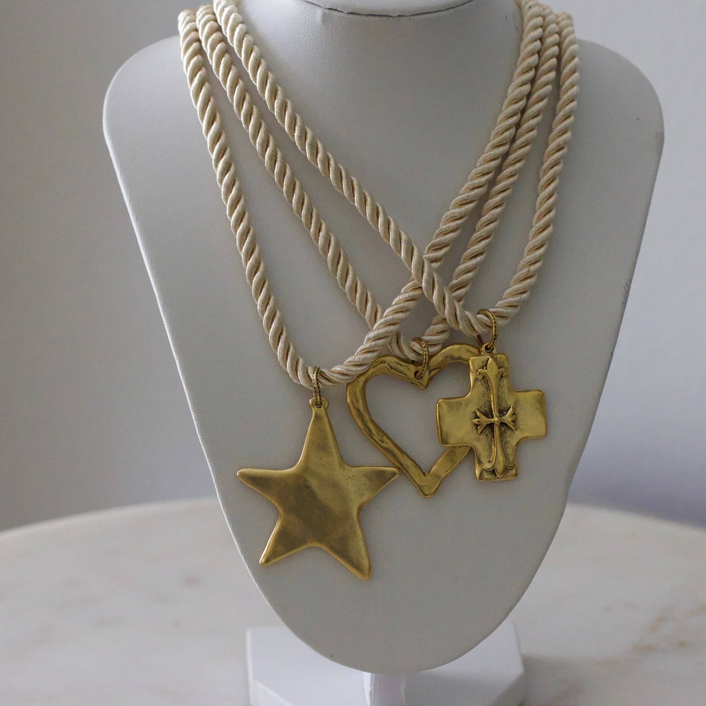 Silk Cord Pendant Necklace 24K Gold Plated