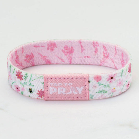 Tap To Pray® Wristband – Meadows - White