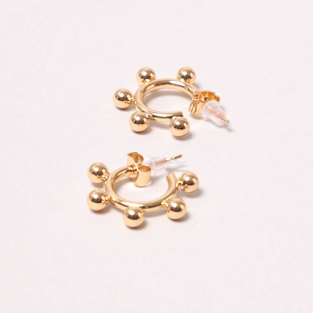 14K Gold-Dipped Studded Hoop Earring: GLD