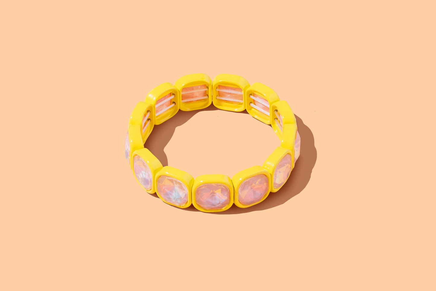 Enamel Stretch Bracelet - Rounded Gems - Elise - Multi Color