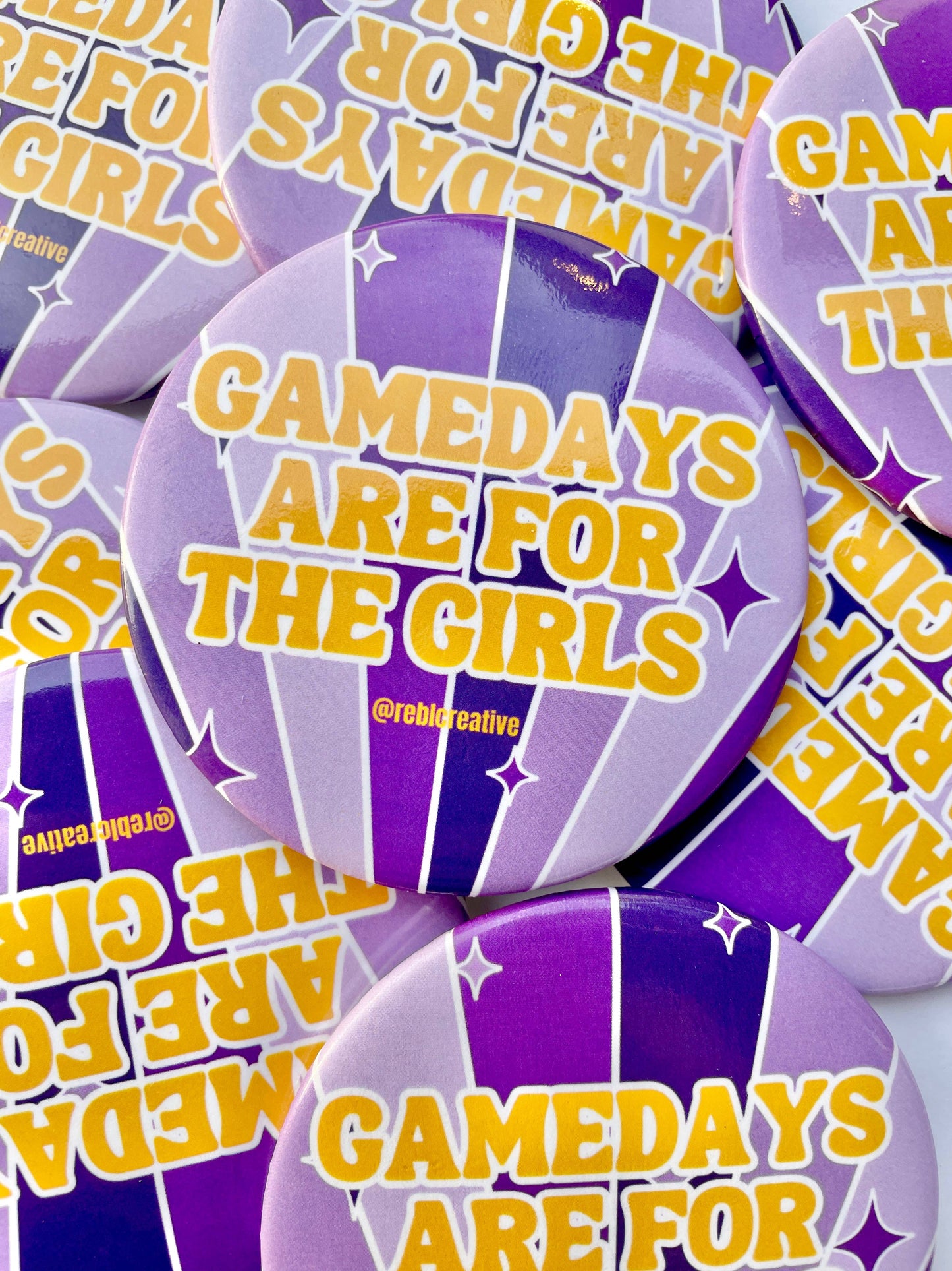 Gameday Girls - Purple & Yellow - Game Day Button