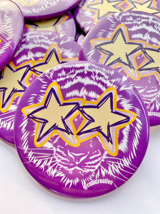 All Star - Tiger - Purple & Yellow - Game Day Button