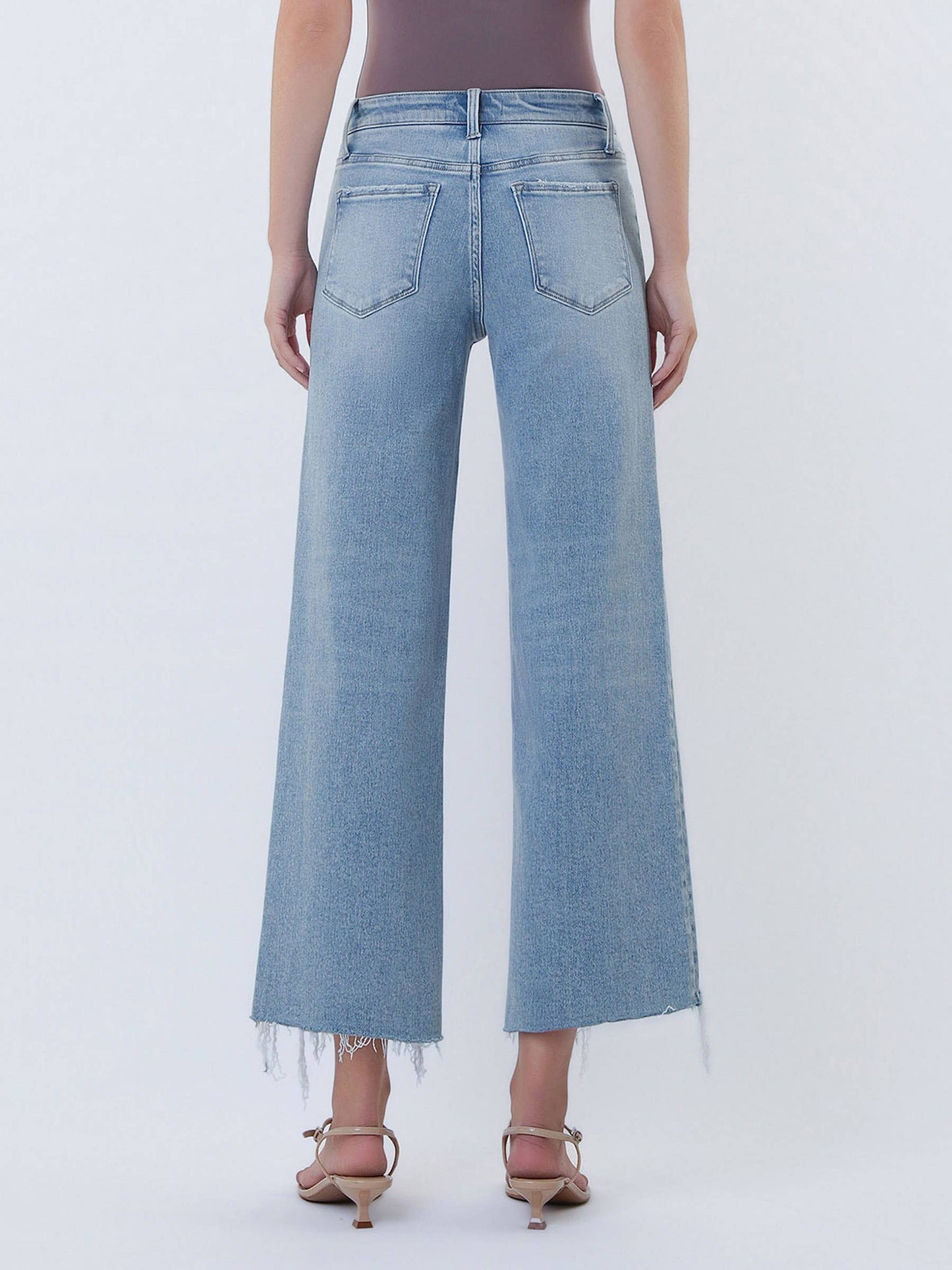 Imagine HR Distressed Hem Crop Wide Leg Denim