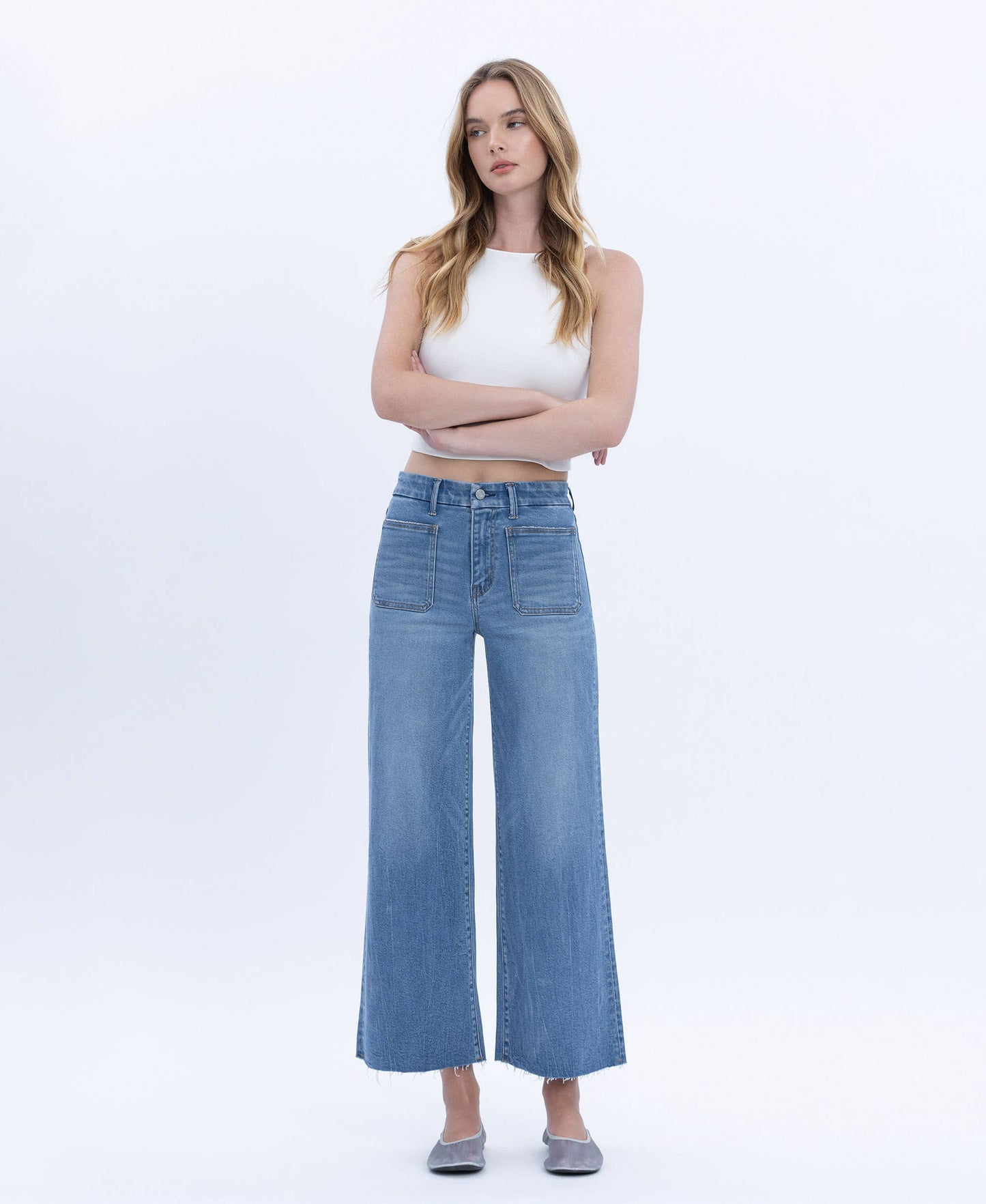 Serene HR Crop Wide Leg Denim
