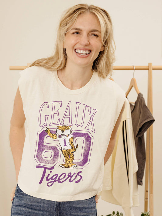 Geaux LSU Tigers Club Mascot Off White Tank