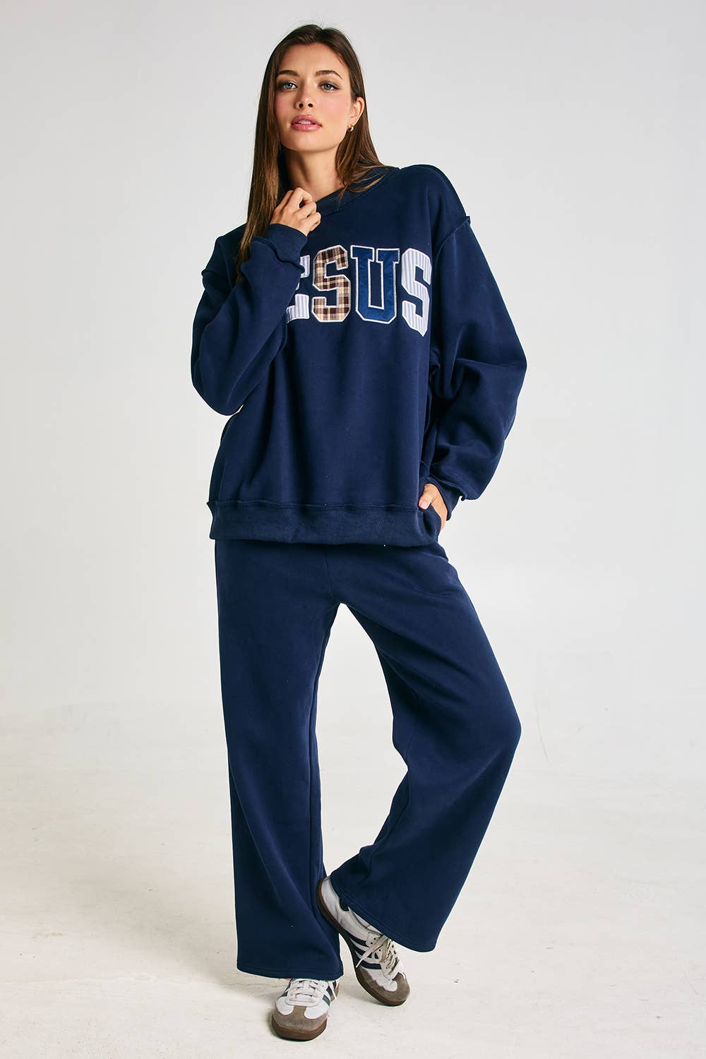 Jesus Embroidered Patchwork Mock-neck Sweatshirt