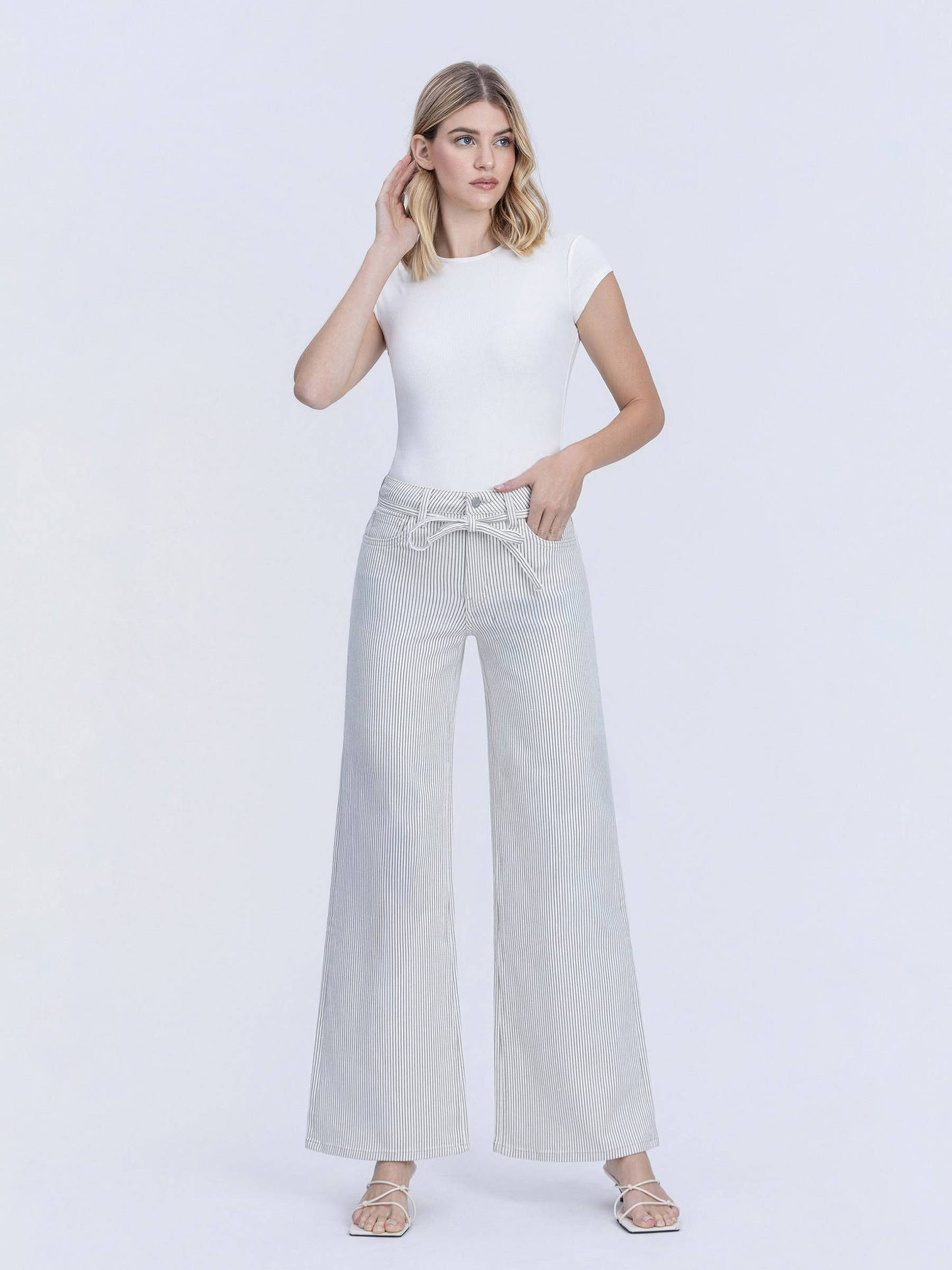 Livy HR Stripe Waist Tie Denim