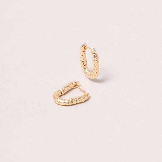 14K Gold-Dipped Mini Textured Hoops