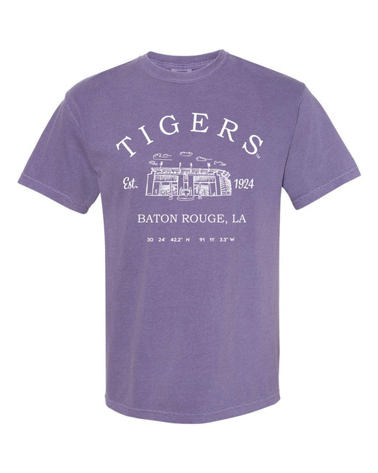 LSU Tigers Stadium Coordinates Violet Comfort Colors Tee