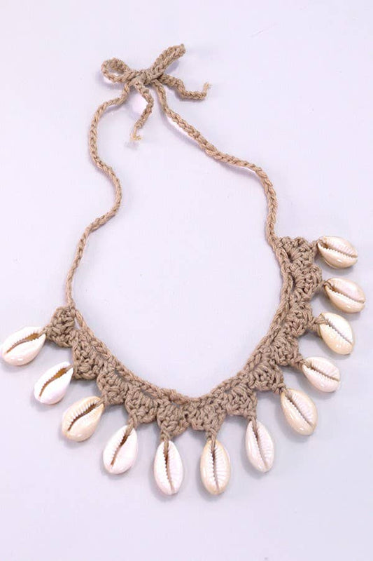 SUMMER BEACH PUKA SHELL WOVEN NECKLACE