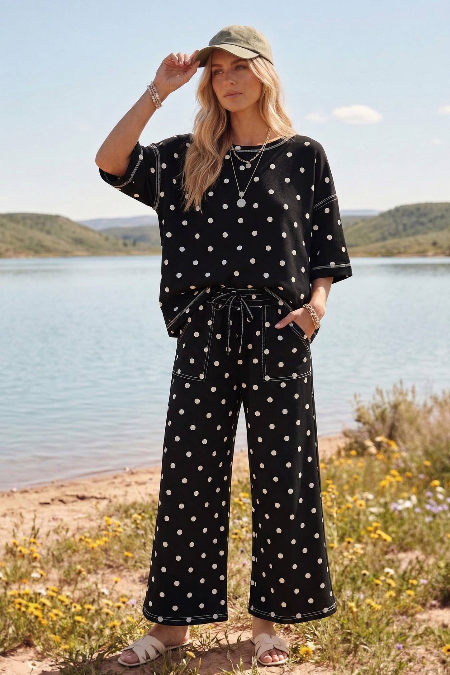 Dot & Darling Pant Set Black & White