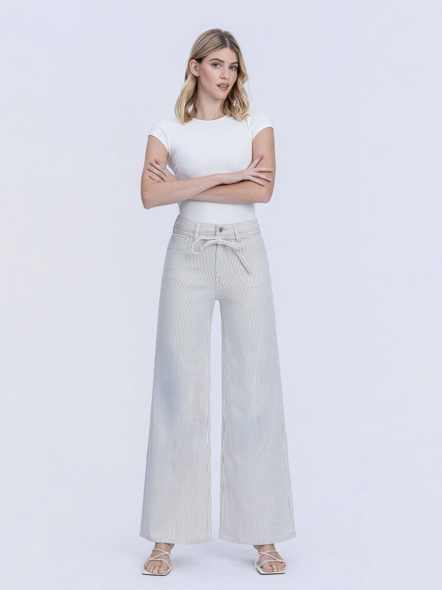 Livy HR Stripe Waist Tie Denim