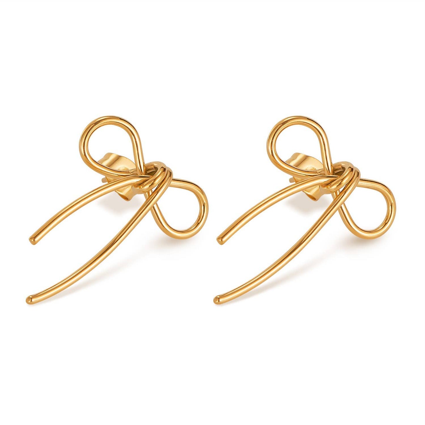 18K STAINLESS STEEL TARNISH FREE BOW EARRINGS | 40E0347: GOLD