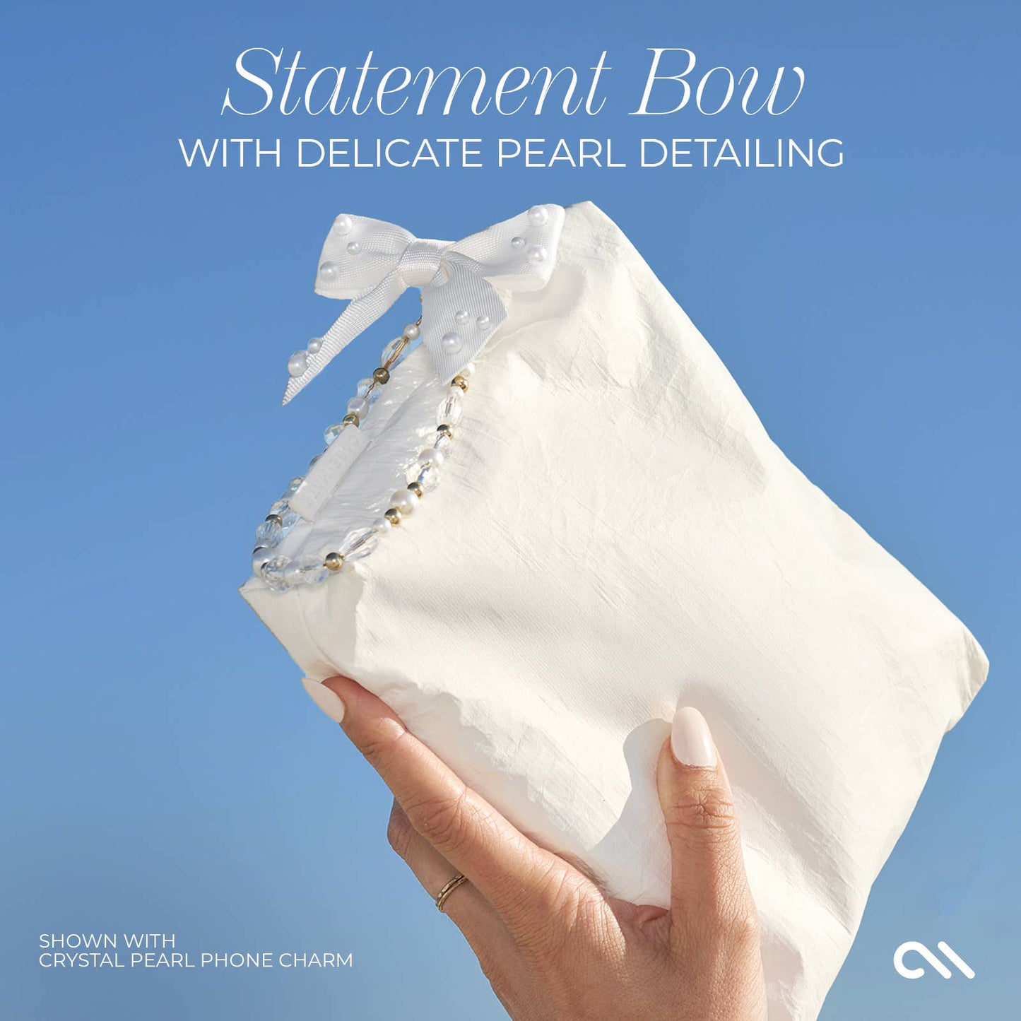 Case-Mate Ivory Pearl Bow Crinkle Makeup Bag