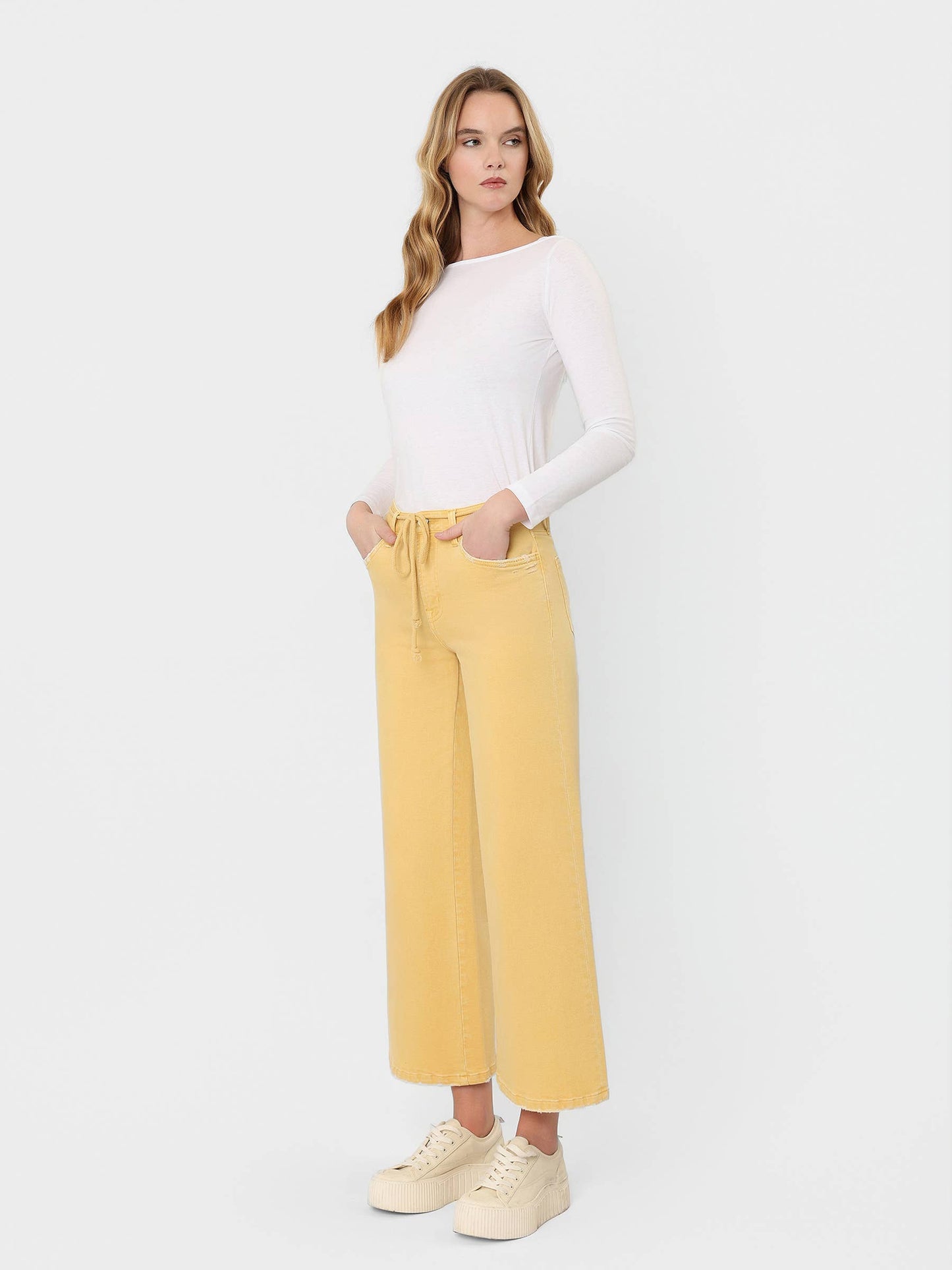 Gold Olivia Wide Leg Denim