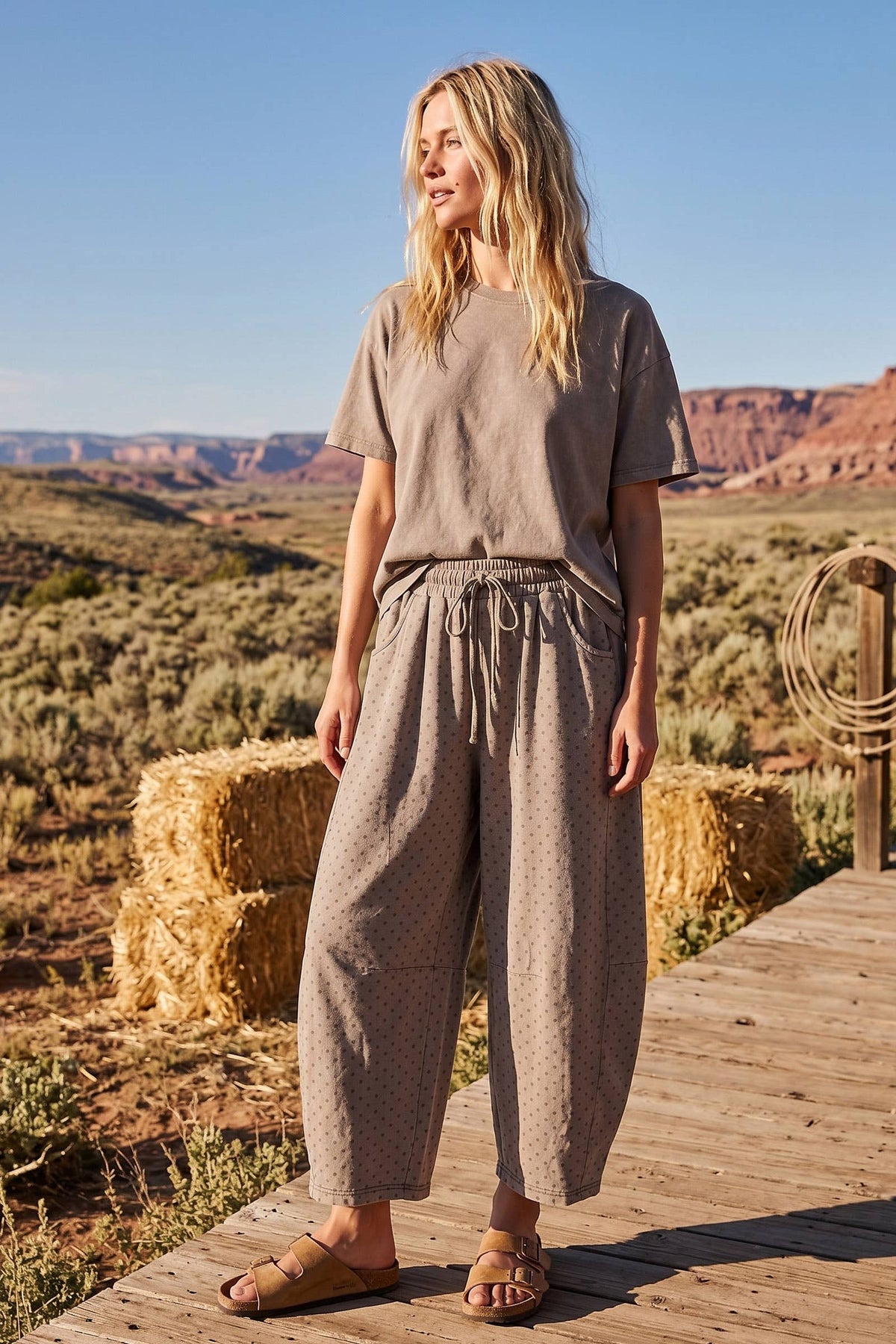Micro Dot Mushroom Barrel Scuba Pants