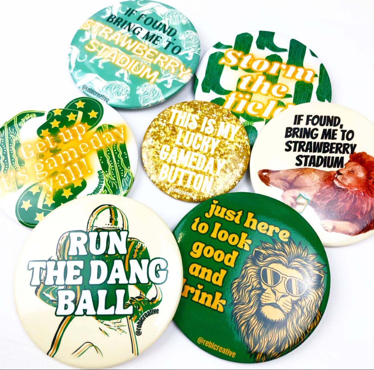 Get Up - Green & Gold - Game Day Button