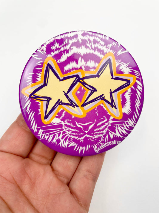All Star - Tiger - Purple & Yellow - Game Day Button