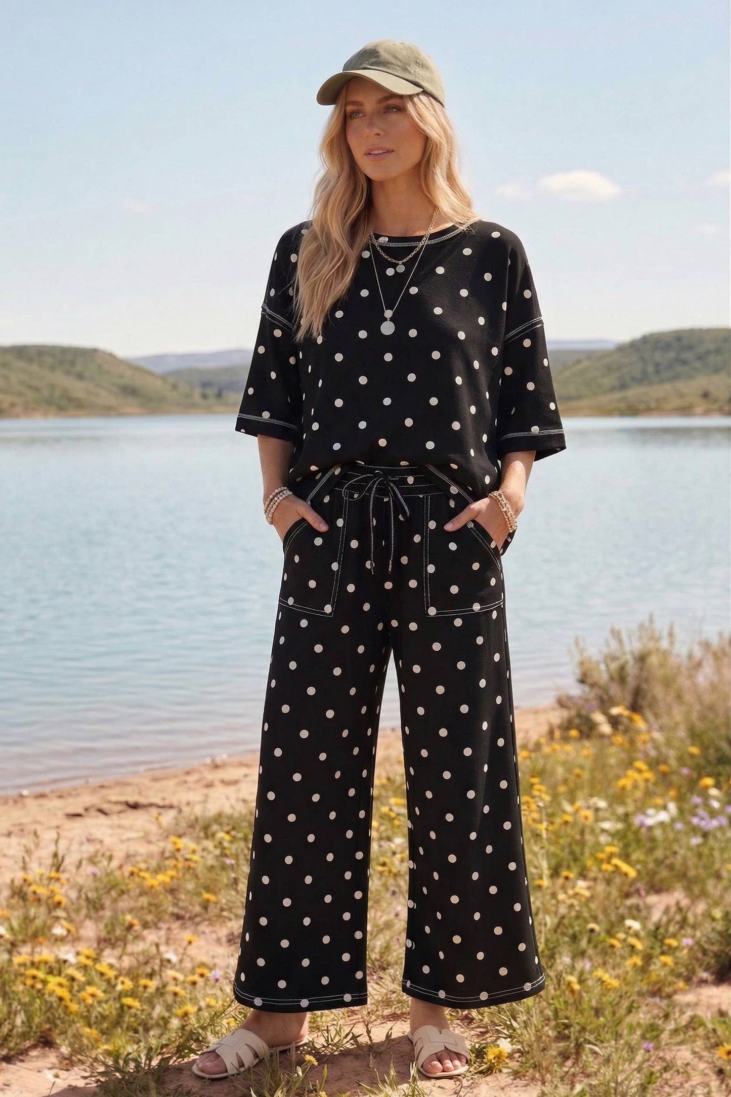 Dot & Darling Pant Set Black & White