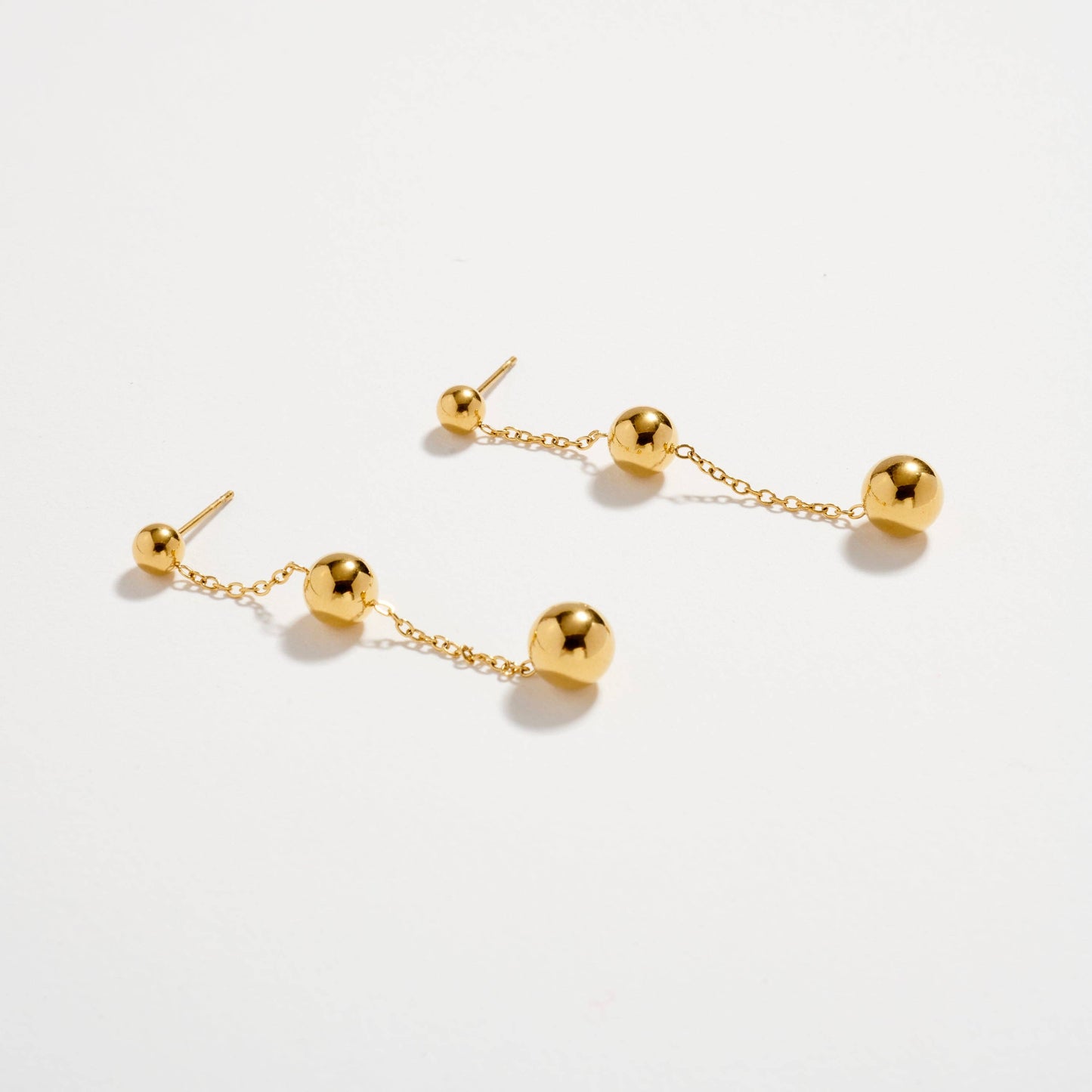 Stainless Steel Triple Ball Drop Earrings | Hypoallergenic & Tarnish Free
