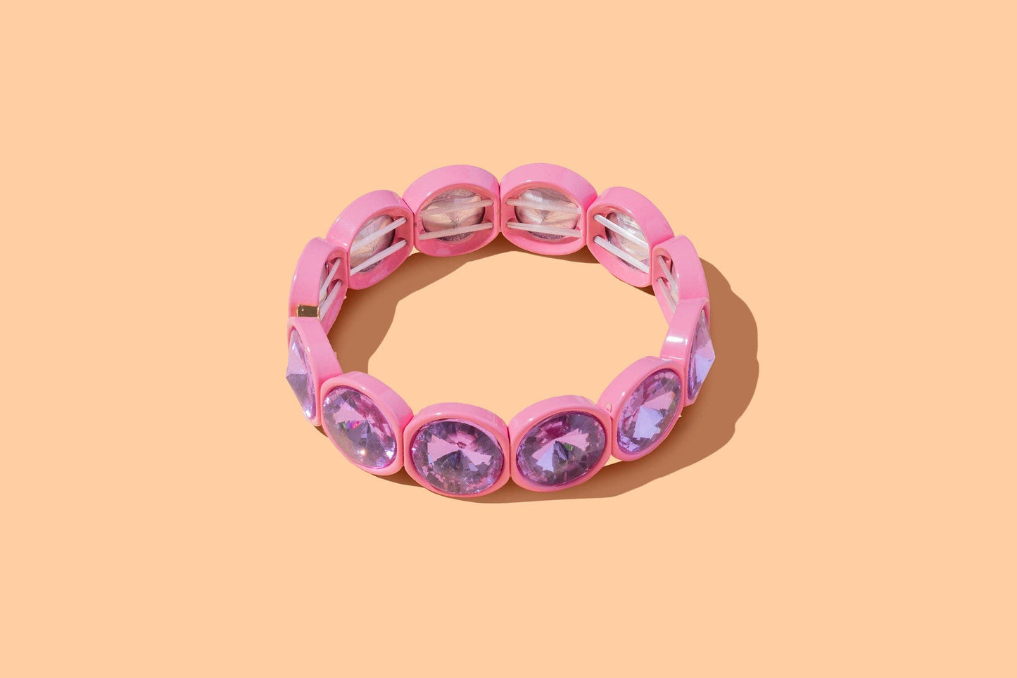 Enamel Stretch Bracelet - Rounded Gems - Elise - Multi Color