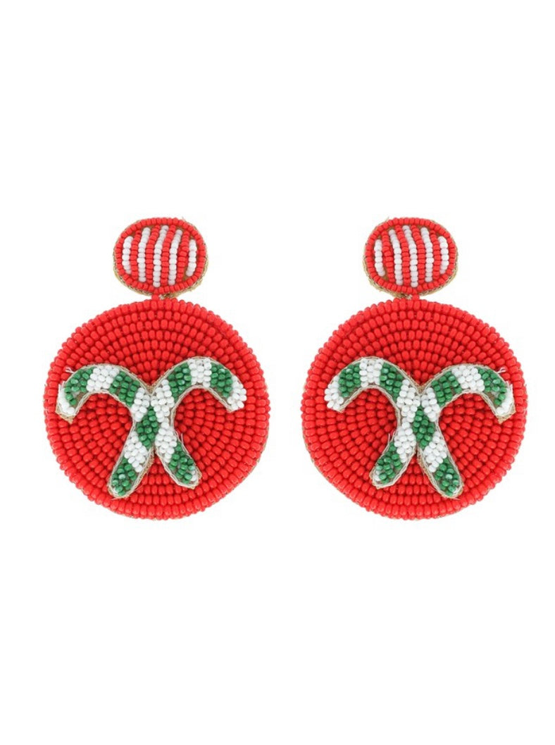 Candy Cane Ornament Earrings