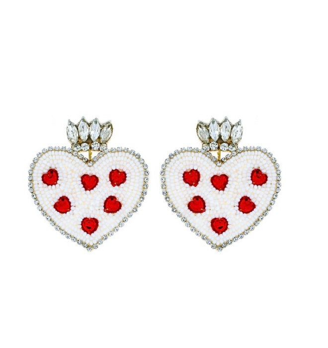 Queen of Hearts Beaded Earrings